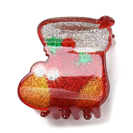 Christmas Theme Glitter Acrylic Claw Hair Clips PHAR-R179-06-1