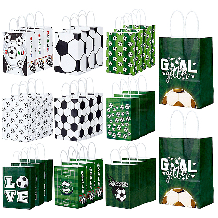 30Pcs 10 Styles Paper Football Pattern Printed Carry Storage Tote Bags ABAG-PH0001-98-1