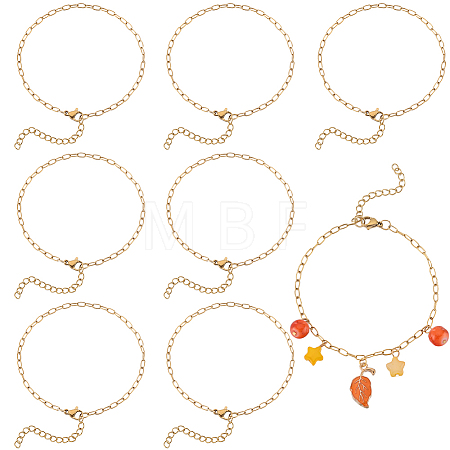 12Pcs 304 Stainless Steel Paperclip Chain Bracelets Set for Women BJEW-SC0001-21-1
