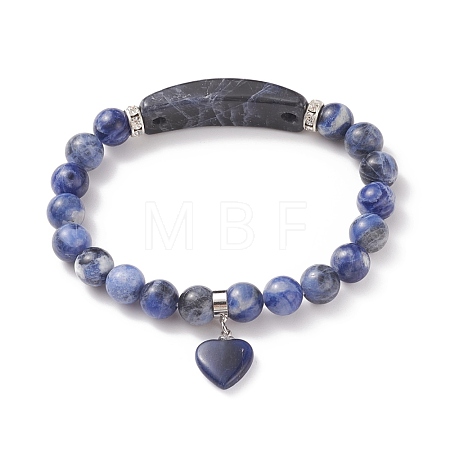 Natural Sodalite Beads Charm Bracelets BJEW-K164-B02-1