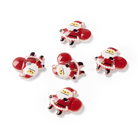 Christmas Themed Opaque Resin Cabochons CRES-P022-13-1