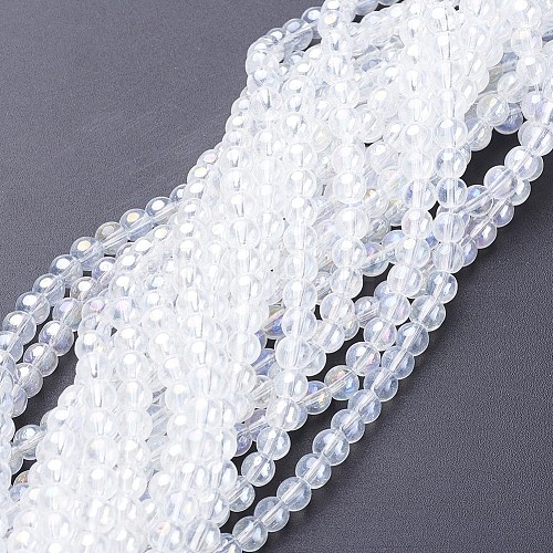 Glass Beads Strands X-GR4mm01Y-AB-1