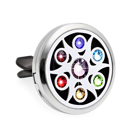 Colorful Rhinestone Aromatherapy Essential Oil Car Diffuser Vent Clips CHAK-PW0001-057H-1