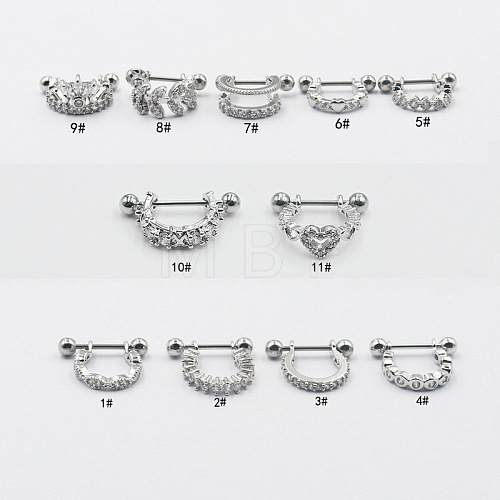 Titanium Steel Clear Cubic Zirconia Nipple Stirrups WG352FA-12-1