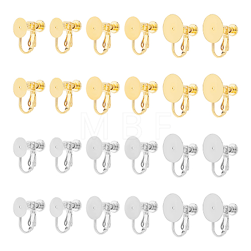 Unicraftale 24Pcs 6 Style 316 Stainless Steel Clip-on Earring Findings STAS-UN0053-55-1