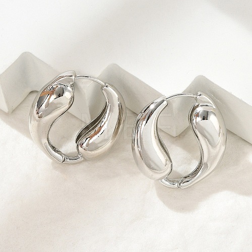 Brass Hoop Earrings for Women EJEW-U041-09P-1