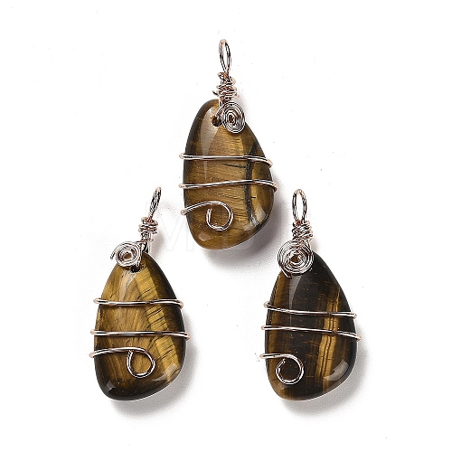 Natural Tiger Eye Pendants G-F763-03RG-03-1