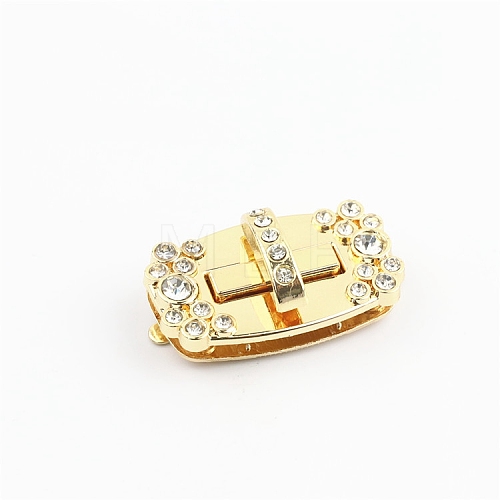 Rectangle Alloy Rhinestone Bag Twist Lock Accessories PURS-PW0010-24G-1