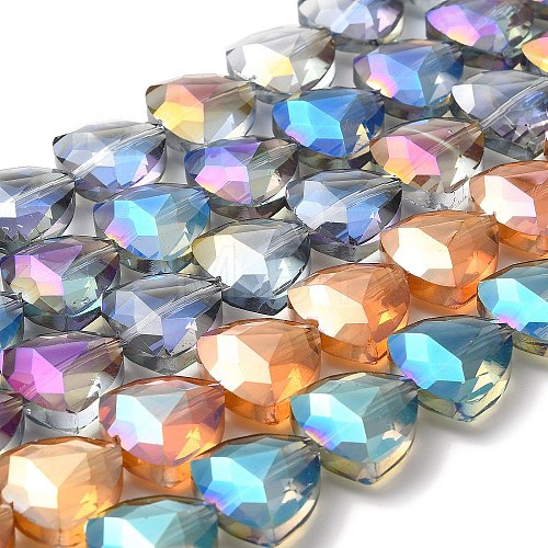 Electroplate Crystal Glass Triangle Beads Strands EGLA-F068-M-1