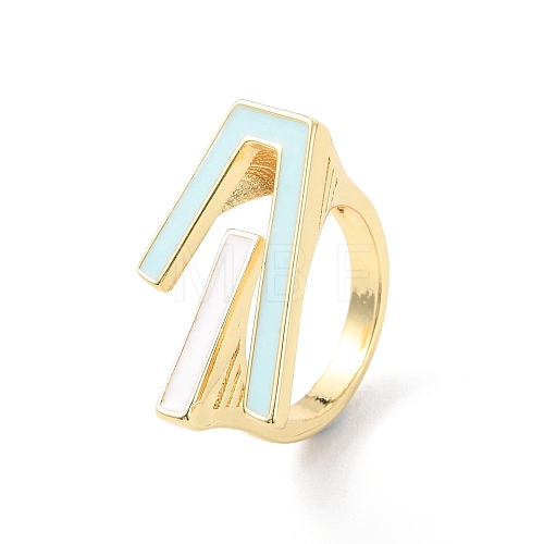 Rack Plating Brass Enamel Cuff Ring for Women RJEW-F143-03G-1