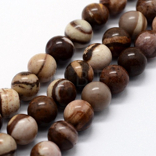 Natural Zebra Jasper Beads Strands G-I199-10-6mm-1