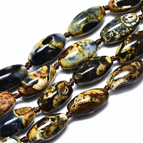 Natural Fire Crackle Agate Beads Strands G-S370-053-1