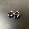 304 Stainless Steel & Synthetic Blue Goldstone Rondelle Bead Hoop Earrings FS-WGF6A0C-07-1