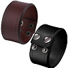 2Pcs 2 Colors Flat Sided Cowhide Leather Cord Bracelets BJEW-CL0001-58-7