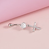 304 Stainless Steel Micro Pave Cubic Zirconia Belly Rings WG5C1DA-13-1