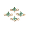 Brass Pave Glass Rhombus Links Connector Charms GLAA-Q088-001B-1