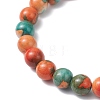 3Pcs 3 Colors Dyed Synthetic Ocean White Jade & Turquoise Beaded Stretch Bracelets for Men Women BJEW-JB12372-6