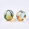 Two Tone Transparent Spray Painted Acrylic Corrugated Beads ACRP-T005-10mm-52-2