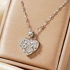 Elegant Brass Pave Clear Cubic Zirconia Heart Pendant Necklaces for Women UX5572-1-1