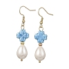 Shell Pearl & Porcelain Beads Dangle Earrings EJEW-JE07202-4