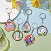 8Pcs 8 Styles Easter Wooden Keychains KEYC-JKC00719-2