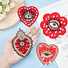 4Pcs 4 Style Heart/Flower with Evil Eye Handicraft Beading Felt Appliques PATC-AR0001-10-3