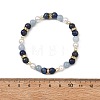 Natural Gemstone & Shell Pearl & Brass Rhinestone Beaded Stretch Bracelets for Girls BJEW-JB14087-5