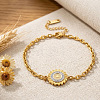 304 Stainless Steel Crystal Rhinestone Sunflower Link Bracelets for Women WGA3B67-01-3