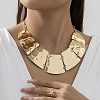 Vintage Boho Alloy & Iron Textured Trapezoid Bib Necklaces for Women WG7697B-02-1