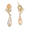 Brass Pave Clear Cubic Zirconia Hand with Teardrop Dangle Stud Earring Findings KK-N232-477LG-B-1