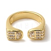 Arch Rack Plating Brass Micro Pave Cubic Zirconia Cuff Rings for Women RJEW-G323-09G-04-2