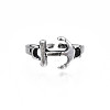 Alloy Anchor Open Cuff Ring for Men Women RJEW-T009-38AS-1