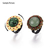 Adjustable Flower Alloy & Iron Rhinestone Bezel Cup Ring Base with Rotatable Tray MAK-T012-03AB-5