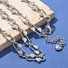 304 Stainless Steel Oval Heart Link Chain Necklaces for Women NJEW-B123-01P-3