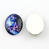Star with Heart Pattern Glass Oval Flatback Cabochons for DIY Projects X-GGLA-R022-40x30-93-2