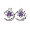 Brass Micro Pave Clear Cubic Zirconia Glass Pendants ZIRC-C024-06P-01-2