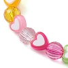 Heart & Faceted Round Acrylic Beaded Stretch Bracelets BJEW-JB10245-02-2
