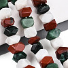 Natural Fuchsite & Red Jasper & Rainbow Moonstone Beads Strands G-T144-16A-01-1