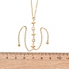 304 Stainless Steel Crystal Rhinestone Flat Round Star Pendant Y Tassel Lariat Necklaces for Women NJEW-F378-03G-5