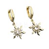 Brass Micro Pave Cubic Zirconia Snowflake Hoop Dangle Earrings for Women WGD9903-01-4