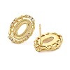 Oval Brass Micro Pave Clear Cubic Zirconia Stud Earring Findings KK-D102-02G-2