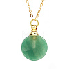 Natural Green Aventurine Flat Round Perfume Bottle Pendant Necklaces PW-WGD45C6-03-1