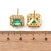 Brass Micro Pave Green Cubic Zirconia Stud Earrings for Women EJEW-F418-19G-5