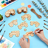 36Pcs 6 Styles Car Unfinished Blank Wooden Pendants Set for Painting Arts AJEW-WH0752-598-4