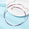 3.5MM Faceted Round Natural Amethyst & Rhodonite and Potato Natural Pearl Beaded Necklaces with 304 Stainless Steel End Chains NJEW-JN05974-02-1