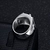 Cross with Jesus Pattern 304 Stainless Steel with Crystal Rhinestone Finger Rings for Men FS-WG78AD7-10-2