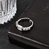 Brass with Cubic Zirconia Cuff Rings for Women RJEW-B160-07B-P-3