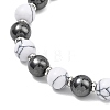 Adjustable Synthetic Howlite & Non-Magnetic Synthetic Hematite Round Braided Bead Bracelets for Womem Men BJEW-JB13588-3
