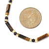 Column Natural Tiger Eye & Faceted Round Synthetic Blue Goldstone Beaded Necklaces NJEW-JN05663-2
