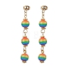 Resin Stripe Beaded Dangle Stud Earrings EJEW-JE05632-1